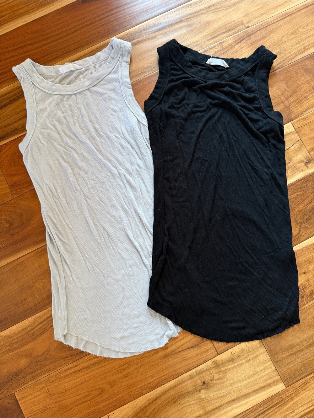 TALULAH Double Tank Set — Black & Light Gray Ribbed Tanks